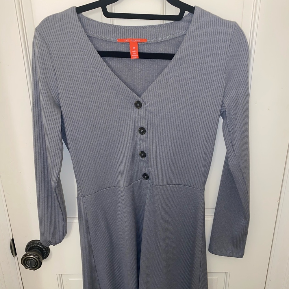 Grey Formal Dress with Buttons